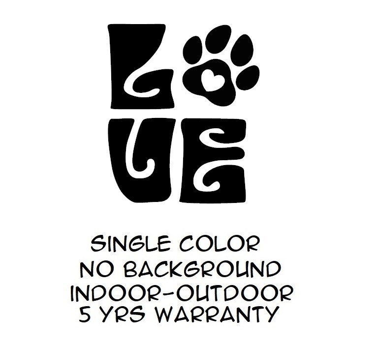 Love Paw Sticker Vinyl Decal Pet Dog Cat Wall Art Shape Car Window Animal Cute
