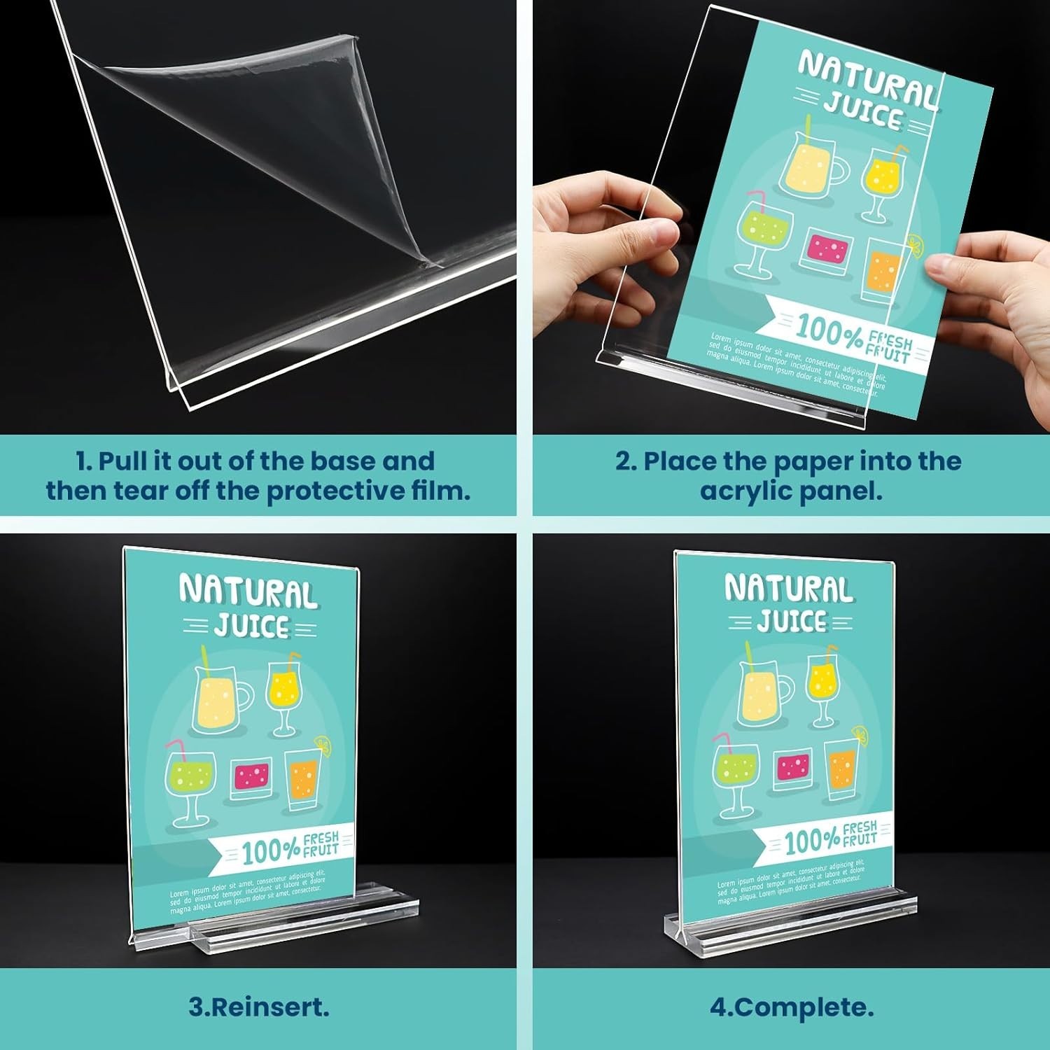 Acrylic Sign Holder, 5×7, 15 Pack Vertical Clear Table Menu Display, Double S…