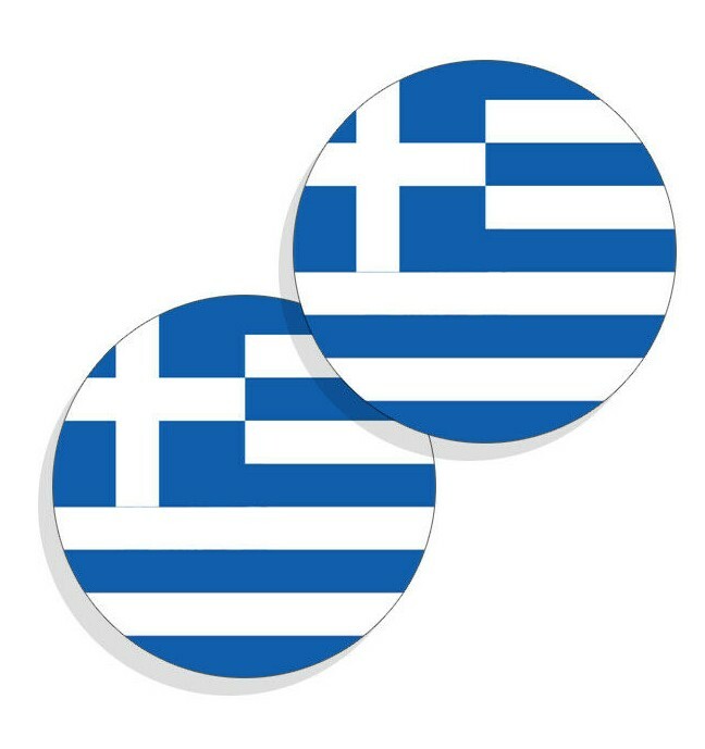 Greece Flag Stickers Flag Decals Vinyl Stickers Round Indoor Outdoor 4 pack