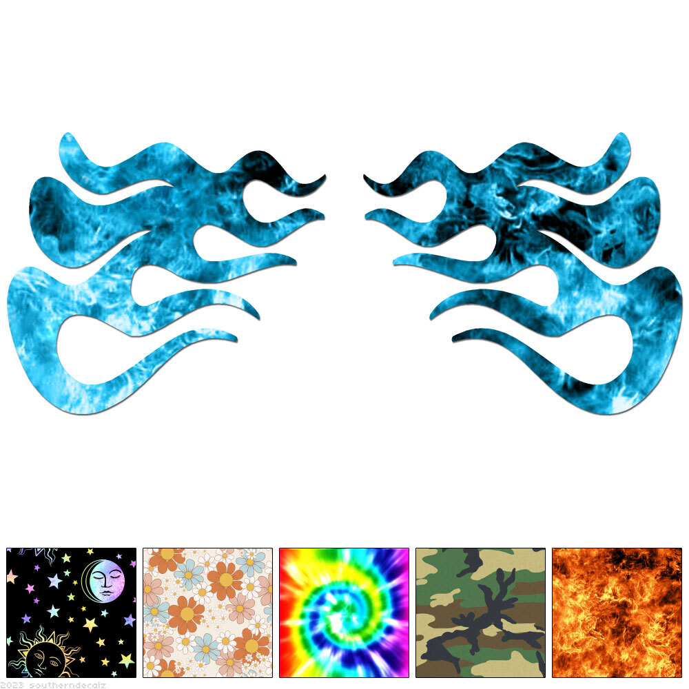 Flames Fire Pair – Decal Sticker – Multiple Patterns & Sizes – ebn7389