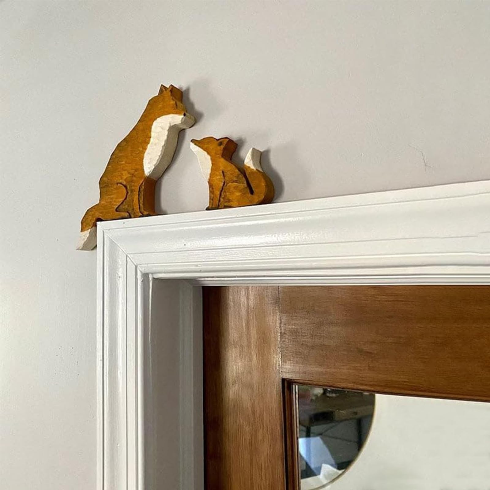 Mama and Baby Fox Door Topper Adorable Fox Shape Statue Door Corner Sculpture…