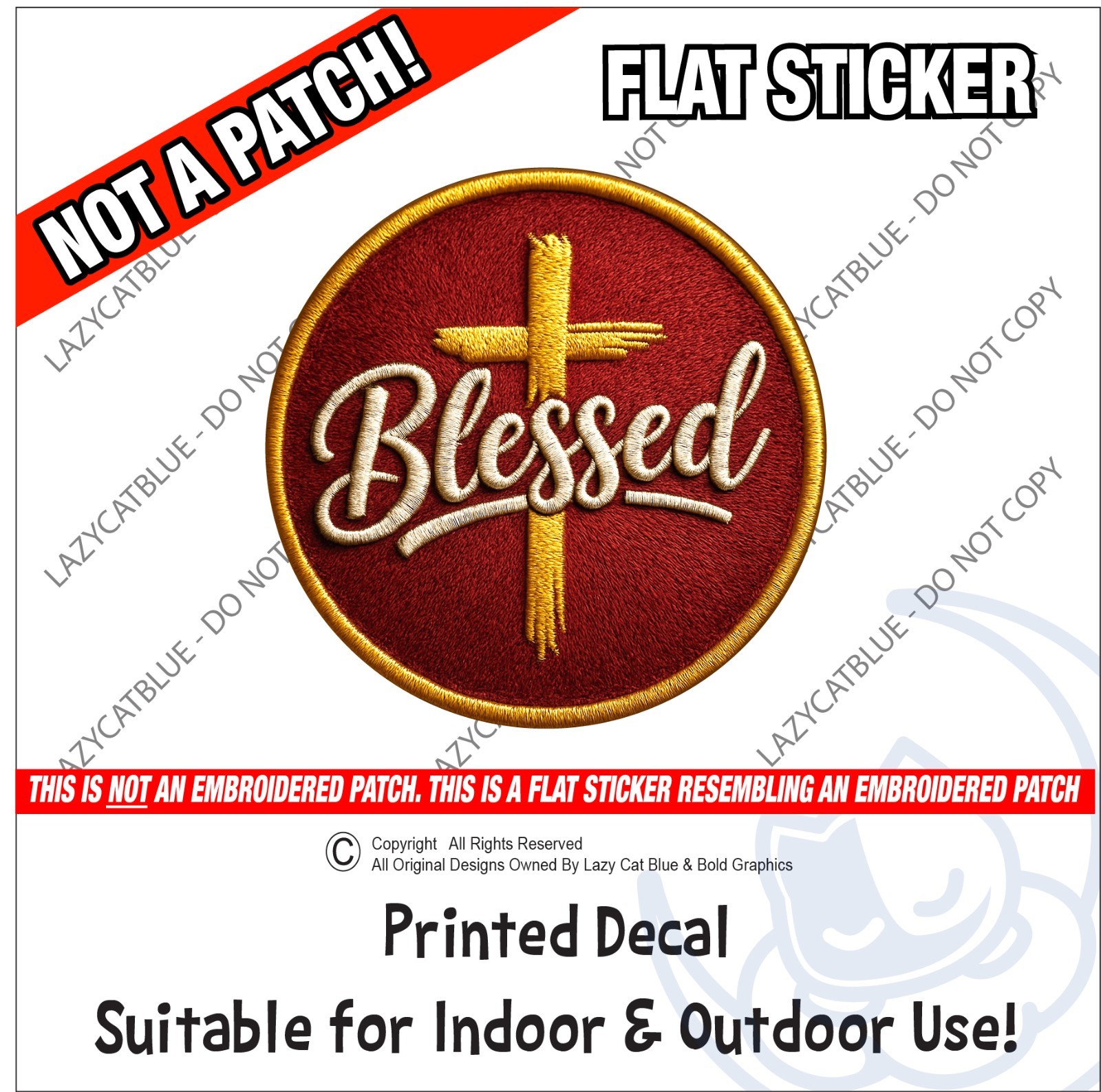 Blessed Cross Decal Sticker Christian Faith Jesus God Religious Pray Church Love