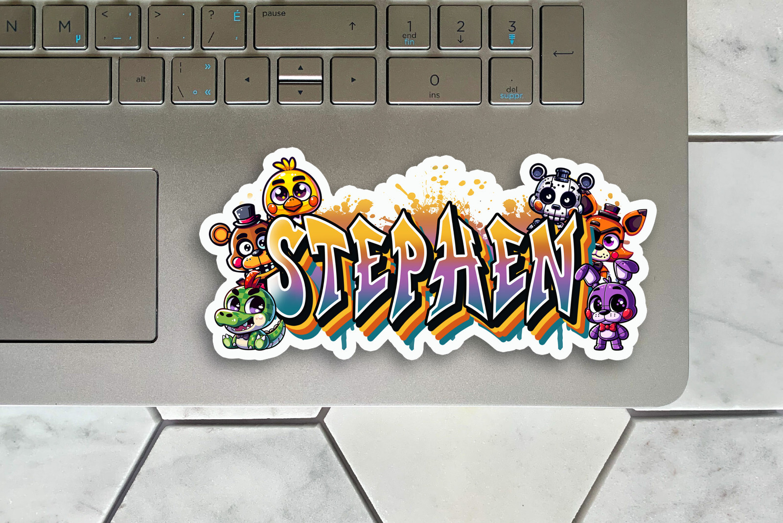 Custom Name Sticker, Vinyl Decal, Personalized, Horror Game Theme, Animatronic
