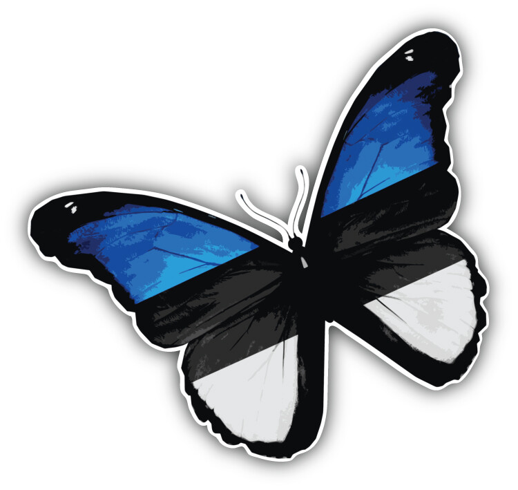 Estonia Flag Butterfly Car Bumper Sticker Decal