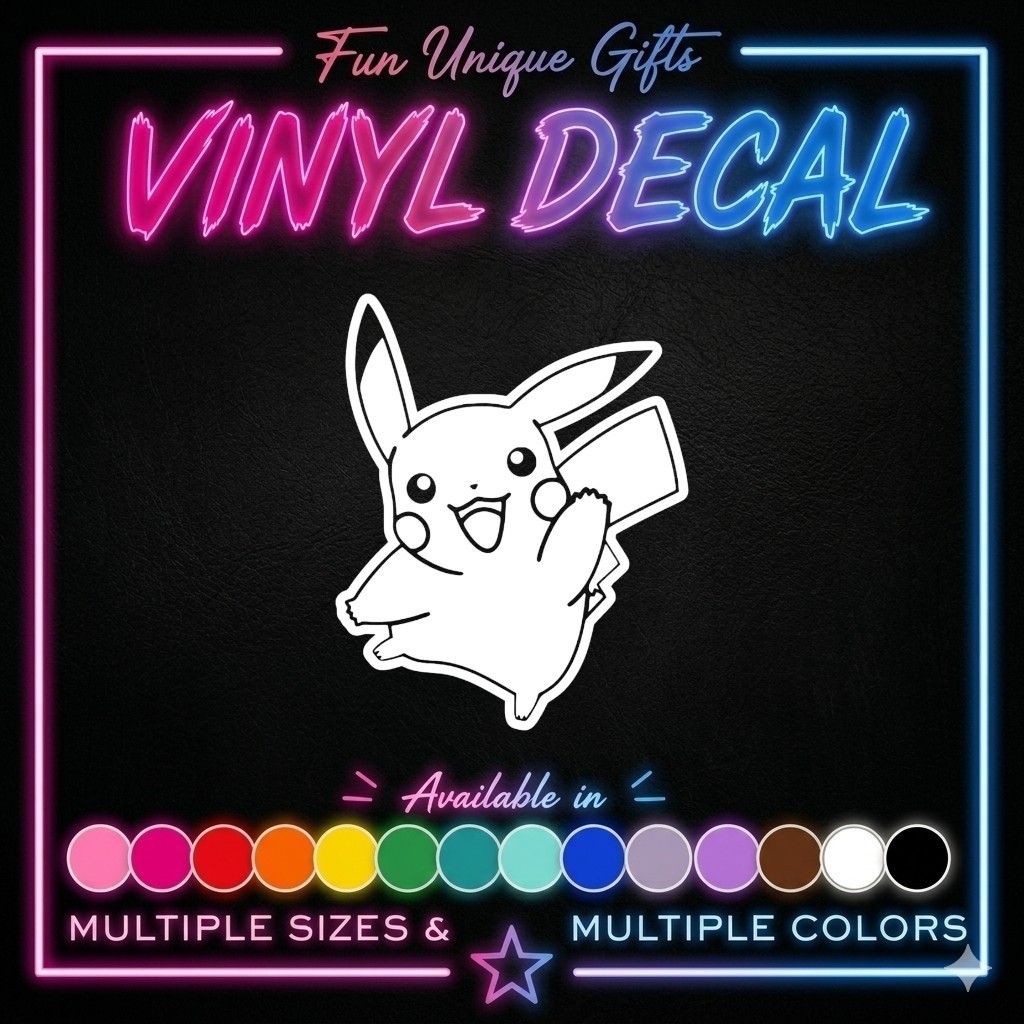 Pikachu Pokemon Vinyl Decal Sticker -Multiple Colors & Sizes- FREE SHIPPING