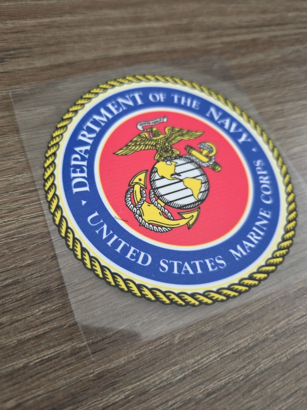 US Marine Corps Official Seal Raised UV DTF Sticker Decal Full Color 4 In X 4in