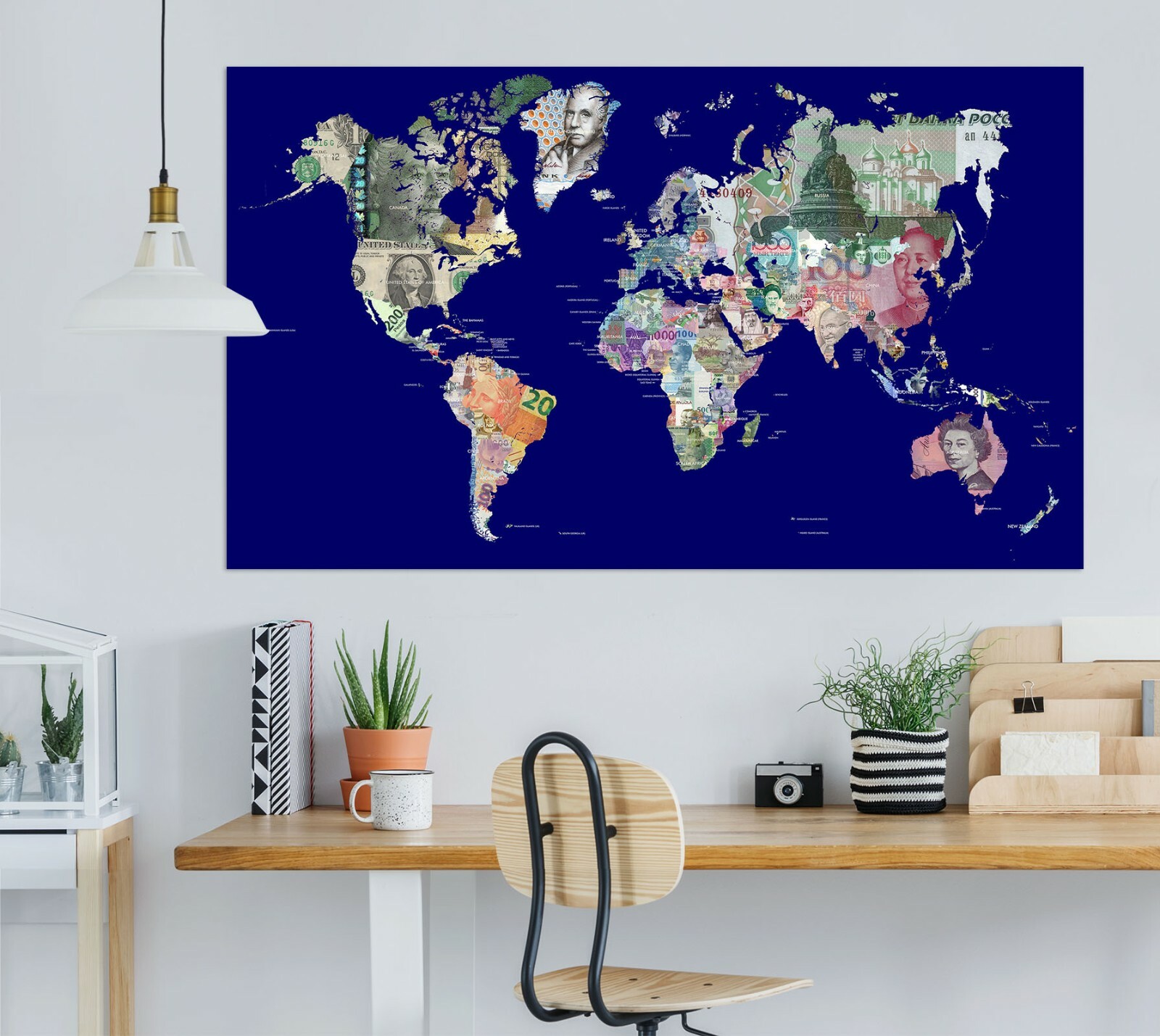 3D Banknote Puzzle KEP54 World Map Character Wall Mural Decal Stickers Poster Ka