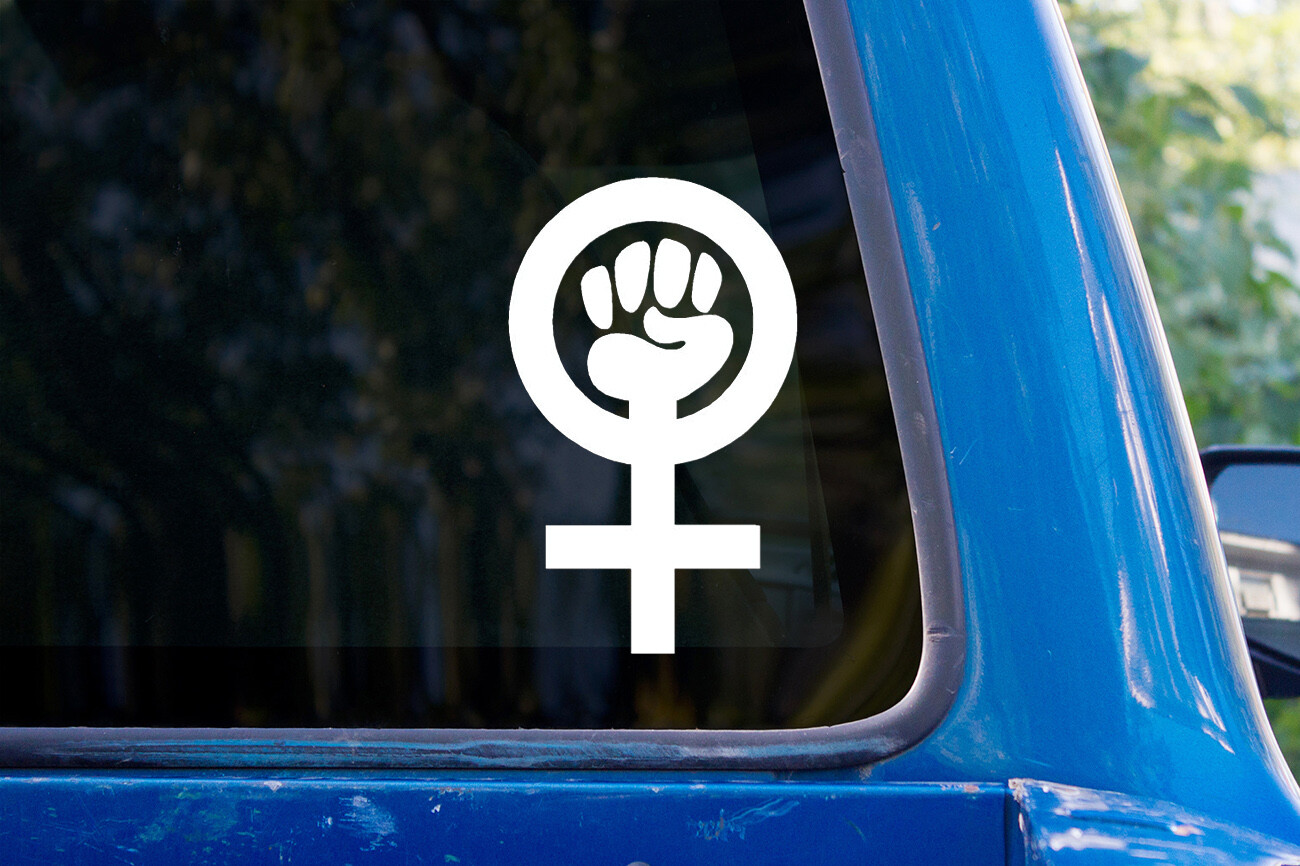 Woman Power vinyl sticker decal Feminist Fist Girl