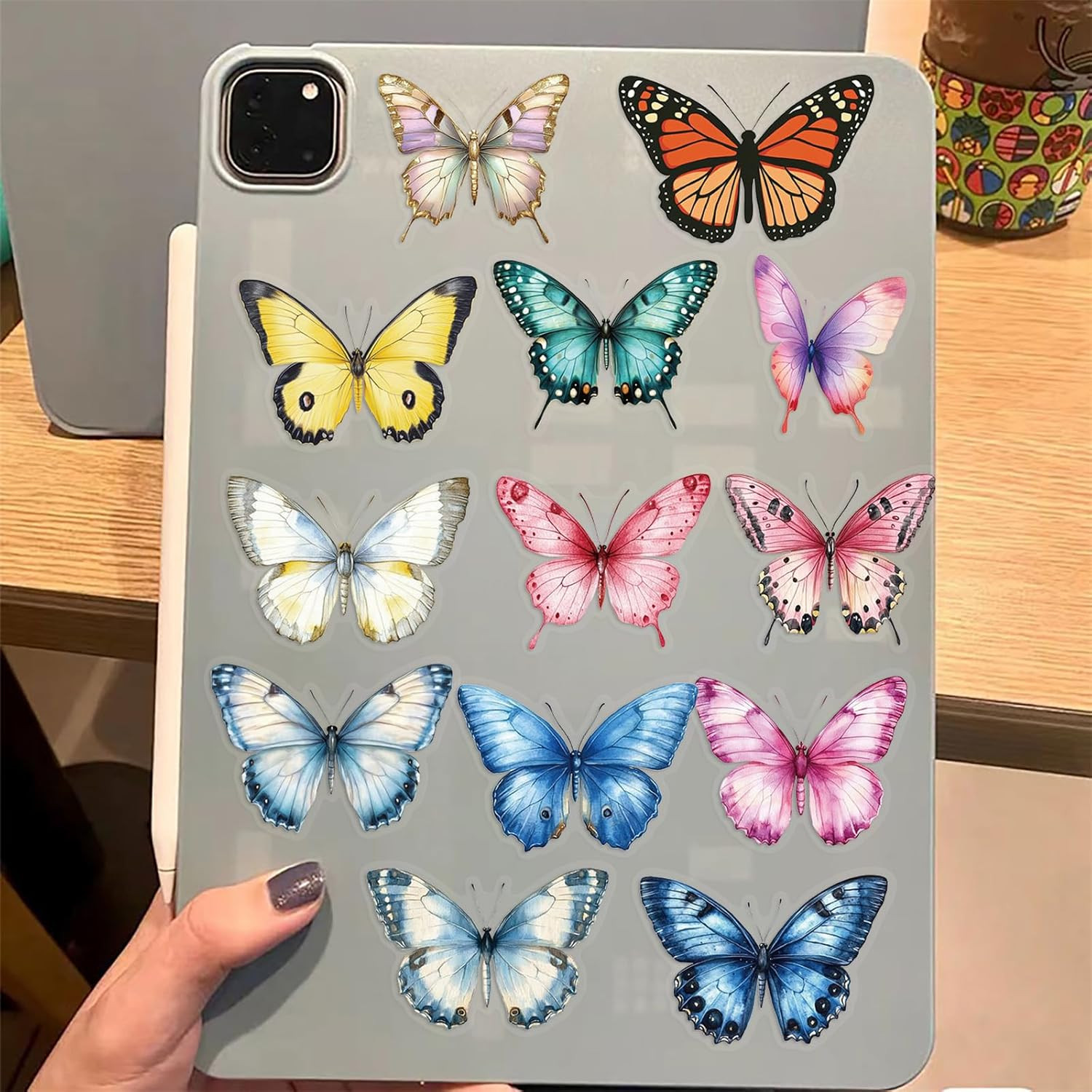 50PCS Butterfly Stickers PET Transparent Stickers Nature Decals Waterproof Decor
