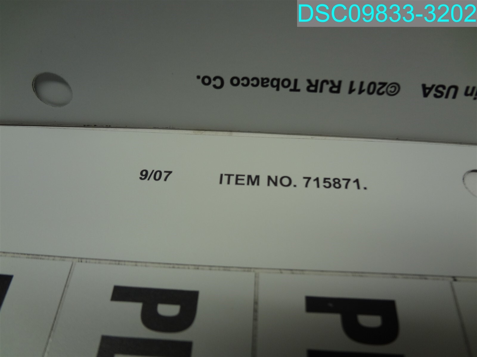 2011 RJR Tobacco 715871 White Self Adhesive Numbers Kit And Stickers
