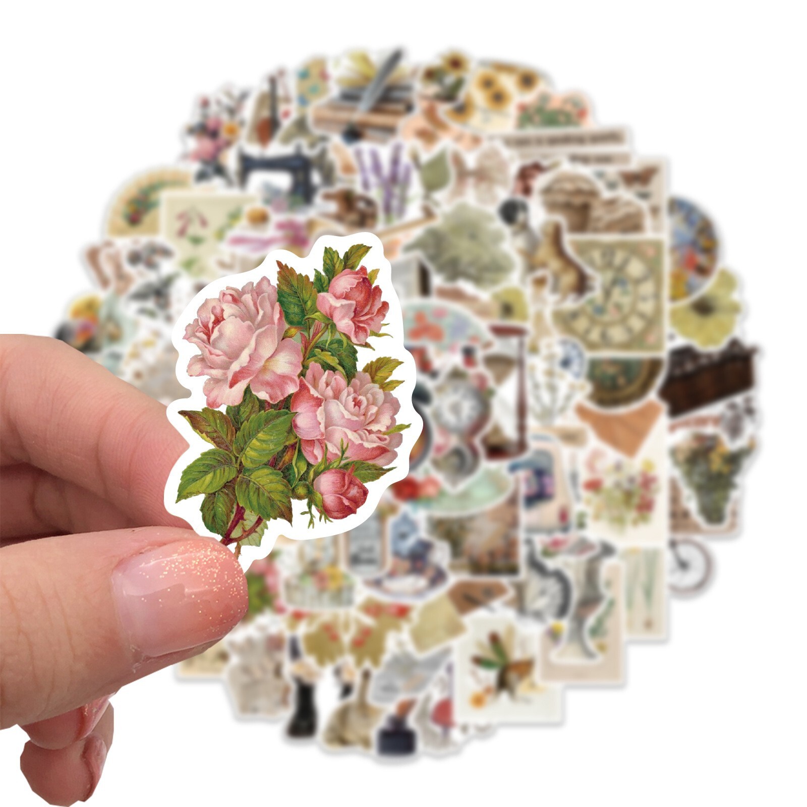 200pcs RETRO COTTAGECORE MAGIC Stickers, Stamps Books Flowers Rainbow,214