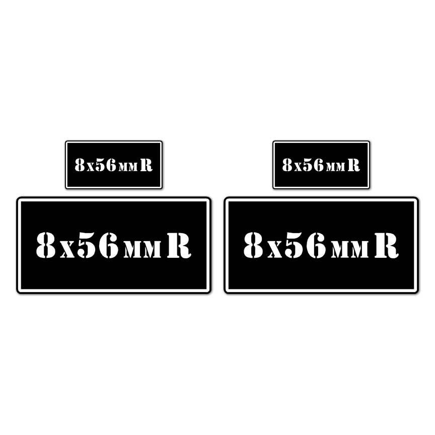 8×56 R B&W Ammo Box Set, Vinyl Decal Sticker, 2@ 1"x2" & 2@ 2"x4", #8427
