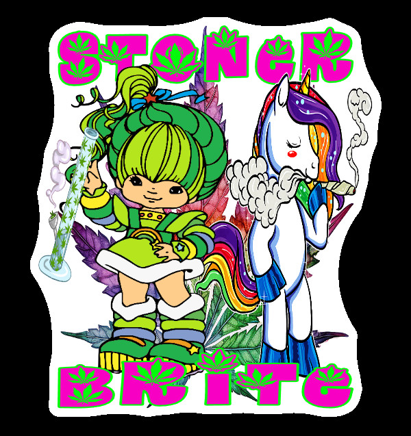 Stoner Brite Weed Cartoon Vinyl Sticker Stoner Weatherproof Marijuana Laptop 420