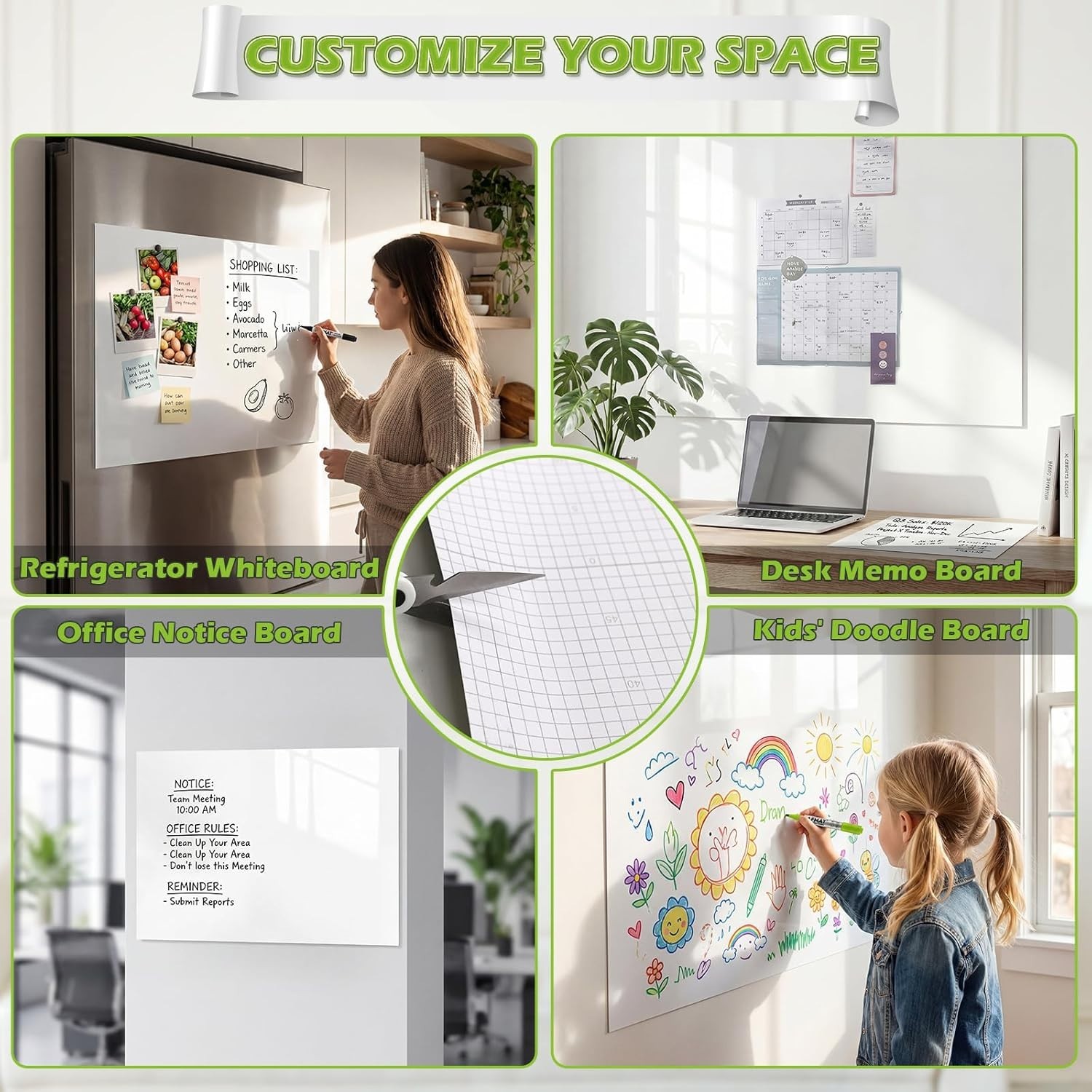 Transform Any Surface with 4x6ft Whiteboard Sticker – Super Sticky & Versatile
