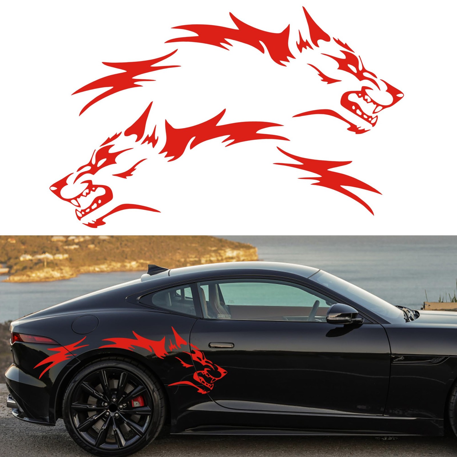 50" 2Pcs Wolf Car Sticker Decal for Car Body Side Stickers Auto Wolf Graphic…