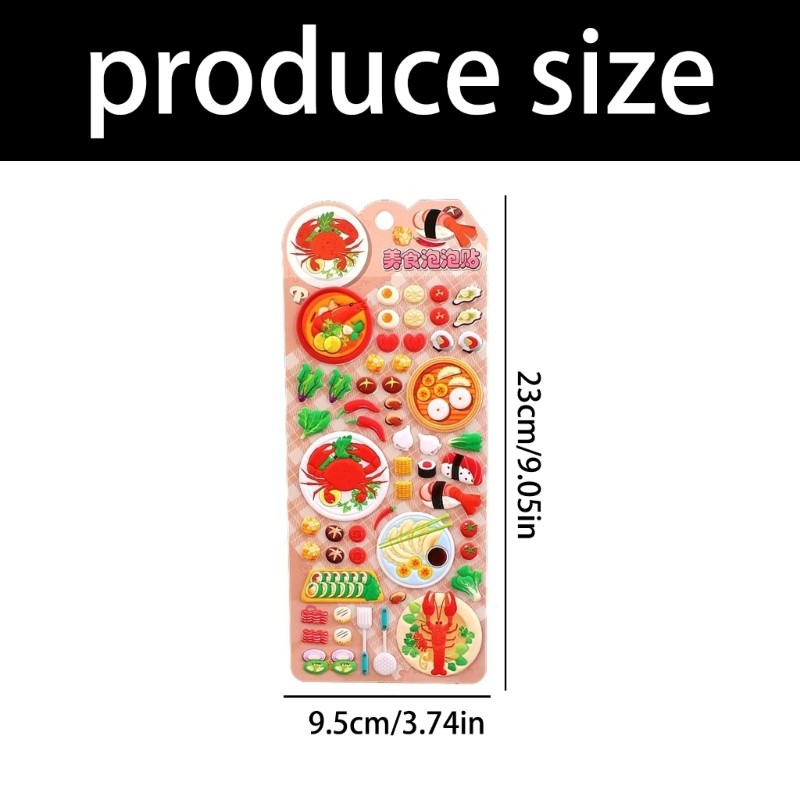 Plastic Pizzas Sticker 3D Kids Craft Assorted Designs Safe Material NoResidue