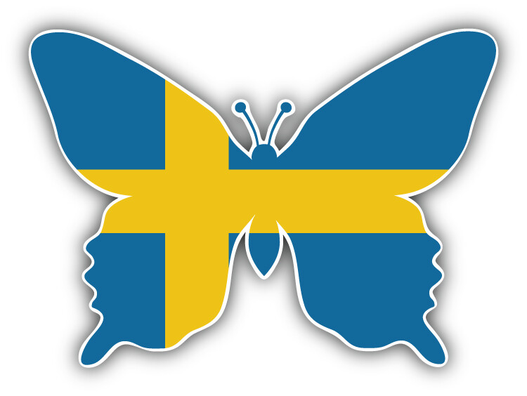 Sweden Flag Butterfly Car Bumper Sticker Decal