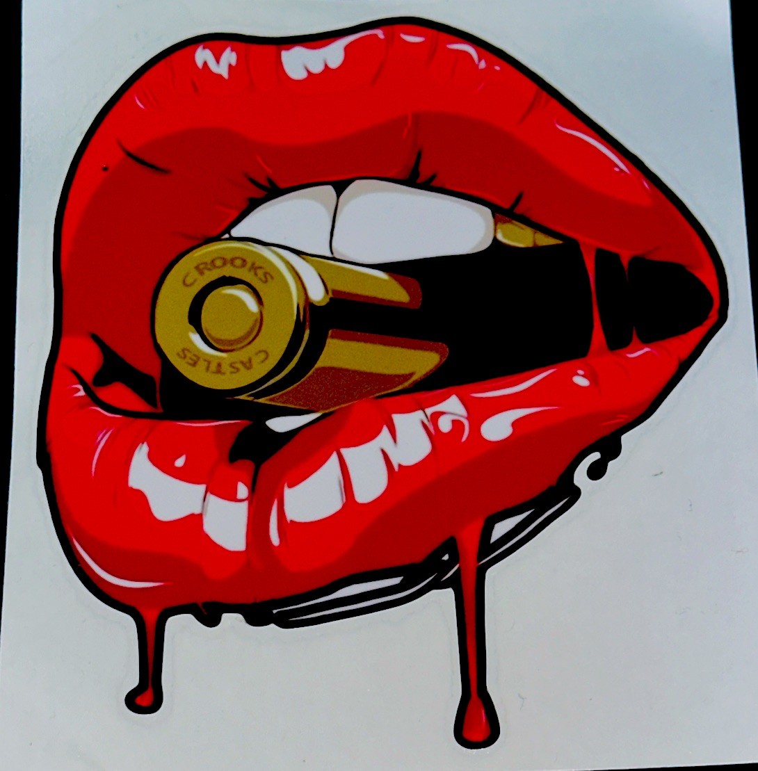 SEXY LIPS STICKER✨💋❤️‍🔥👄✨5 1/4” x 4 3/4”✨GLOSSY✨Bullet✨in & out✨ON FIRE✨🔥💫