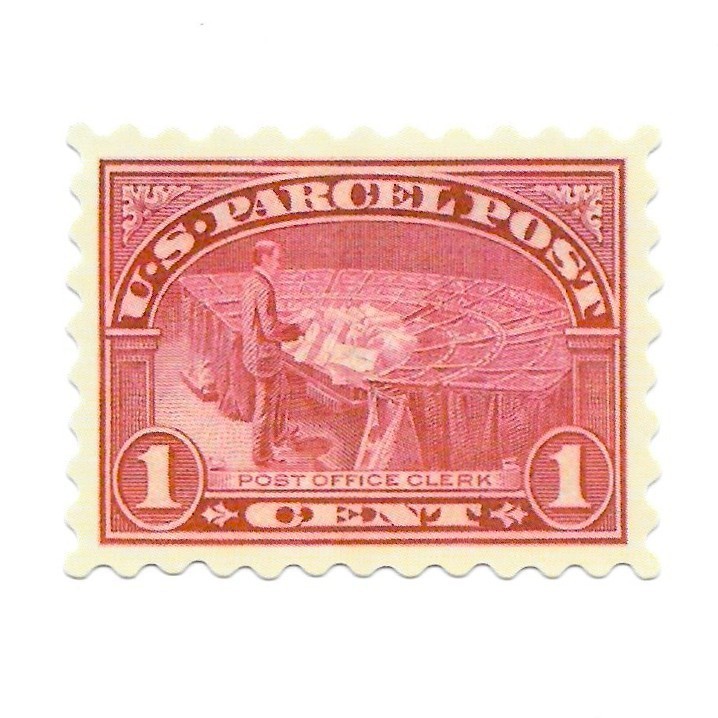 Vintage US Parcel Post Stamp Sticker Postal Office Clerk 1 Cent Vinyl Decal