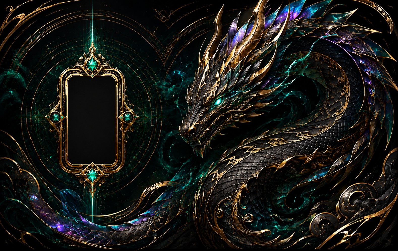 Dragon Card Skin for Credit/Debit Card – Black Gold Emerald Fantasy Chip Sticker
