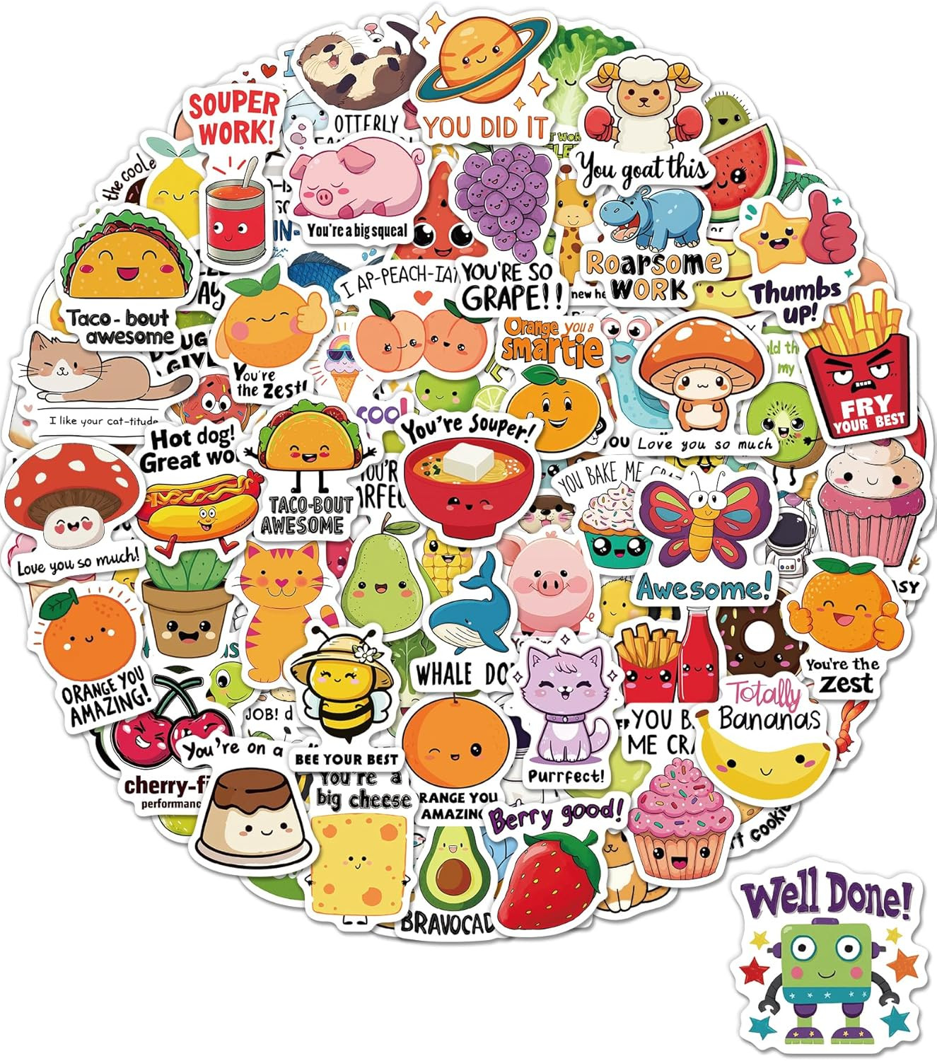 100 Pcs Cute Stickers for Kids, Water Bottle Stickers for Kids Waterproof, Vinyl