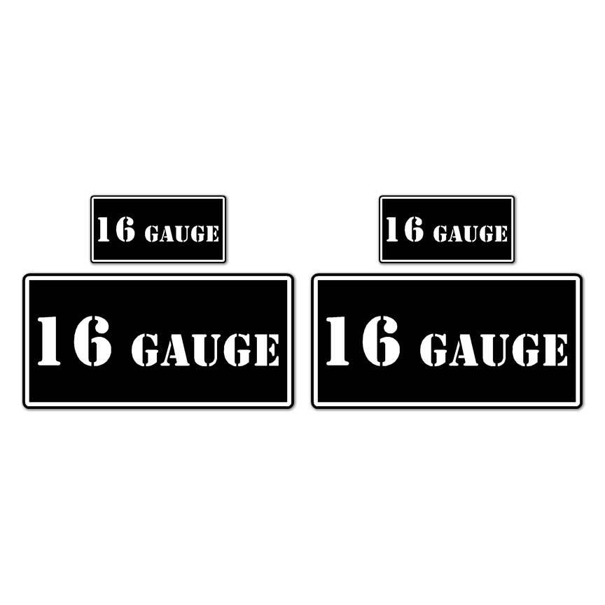 16 Gauge B&W Ammo Box Set, Vinyl Decal Sticker, 2@ 1"x2" & 2@ 2"x4", #8436