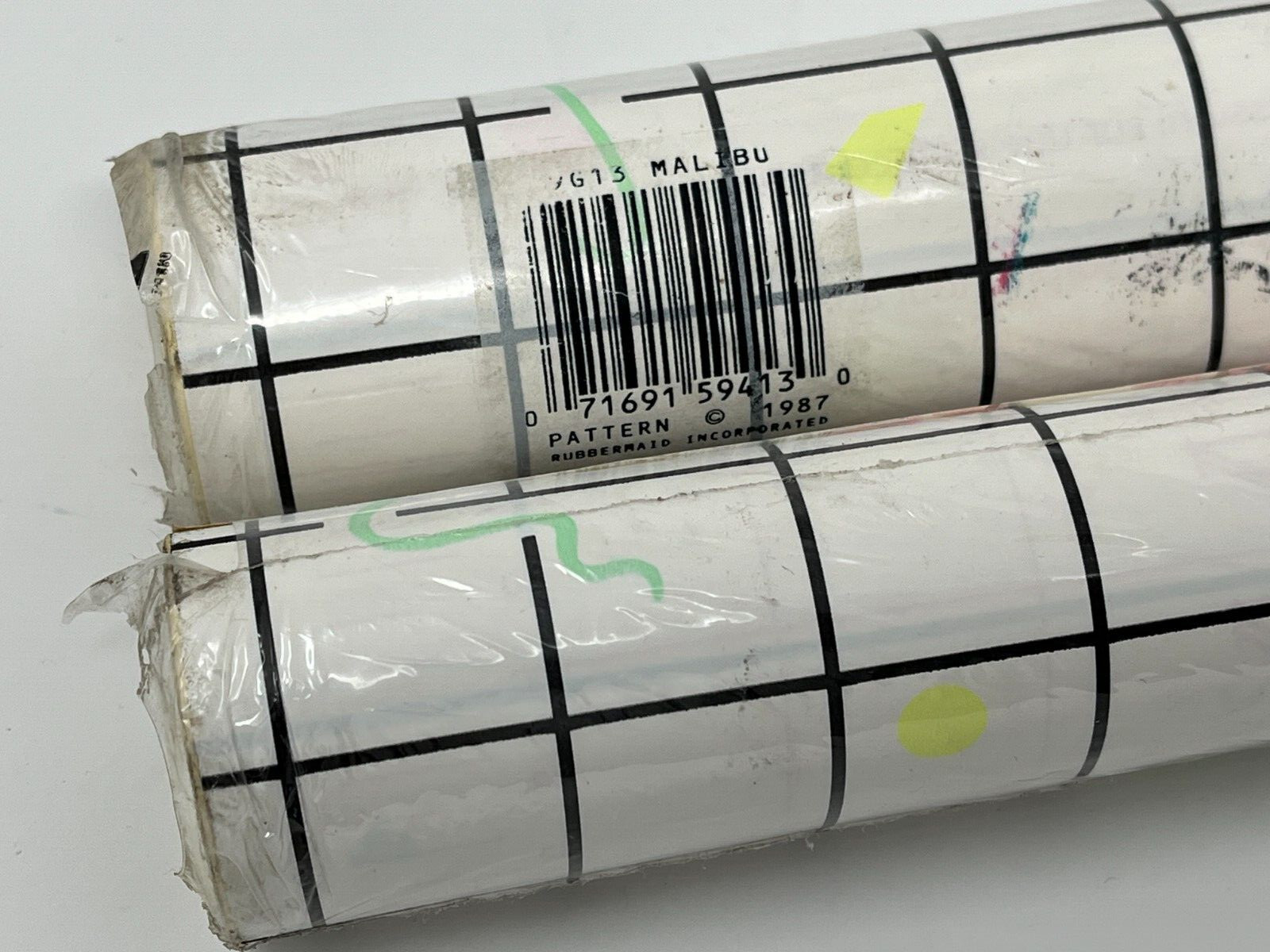 Vtg Con-tact Paper Self Adhesive Shelf Liner 80s Neon Geometric Grid Malibu 3yd