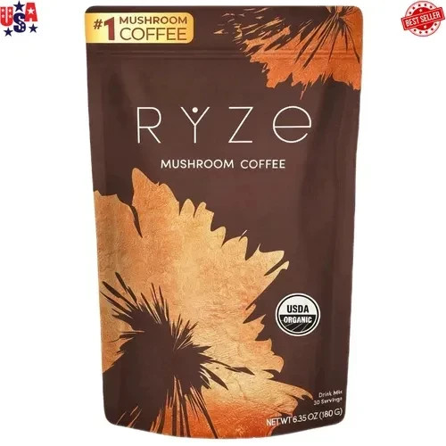 RYZE Mushroom Coffee USDA Organic with 6 Adaptogenic Mushrooms 30 servings New