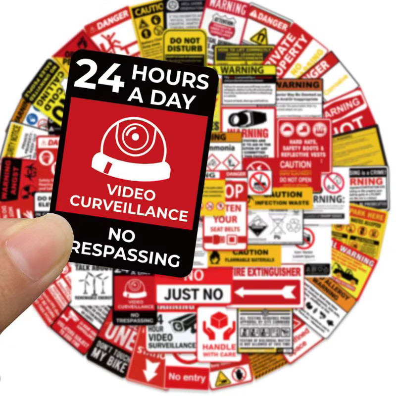 10 pc Warning Safety Signs Stickers Sticker Set Collectible Stickers ST15