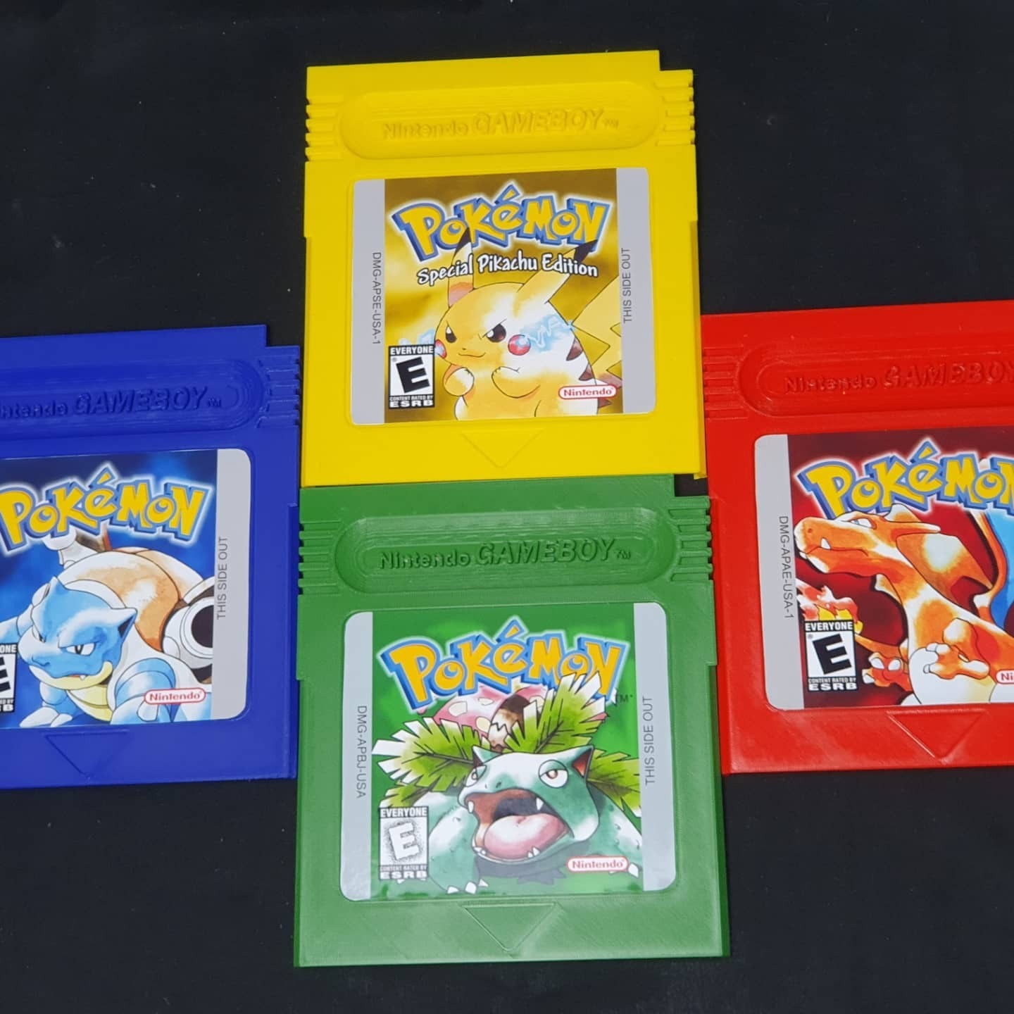 Oversized Pokémon Game Boy Cartridge Set Pikachu Red Blue Green Display