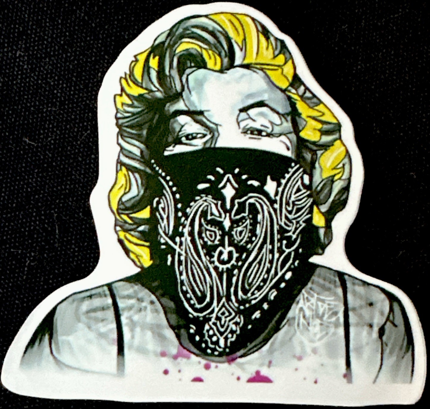 MARILYN MONROE STICKER✨💋👗❤️‍🔥👗💋✨2 1/2” X 2 1/2”✨GLOSSY✨SEXY✨BANDANNA✨💛✨