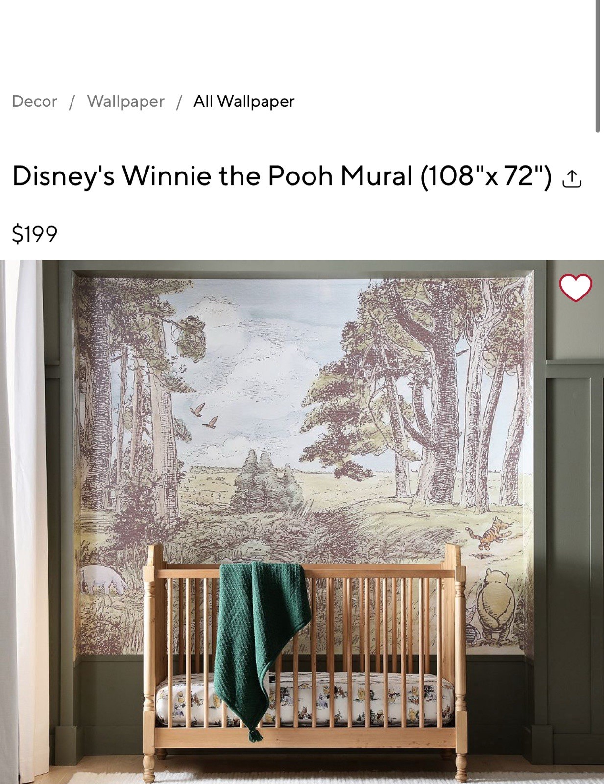 New Pottery Barn Kids Disney's Winnie the Pooh Mural (108"x 72"), Peel & Stick