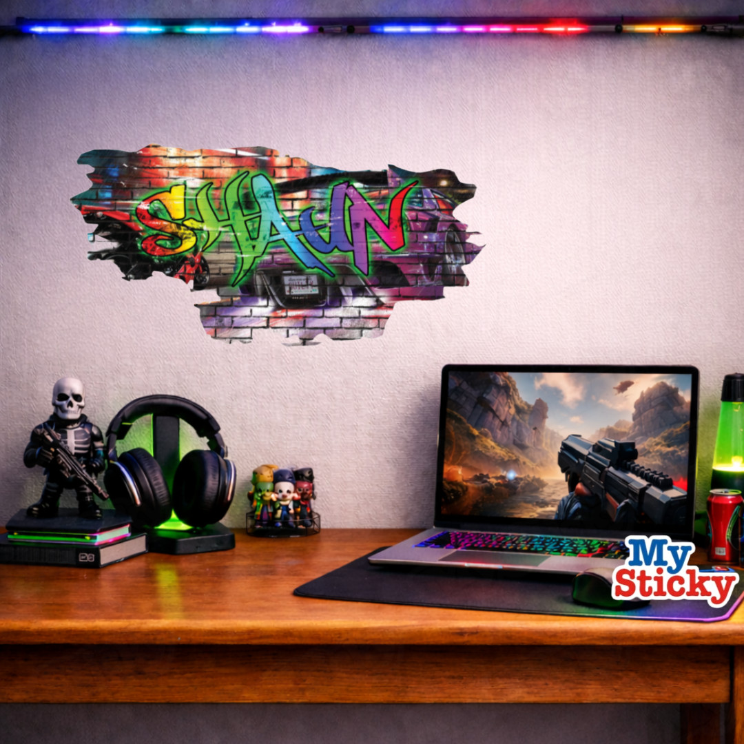 Personalized 3D Graffiti Name Wall Decal – Custom Art Vinyl Decor Sticker