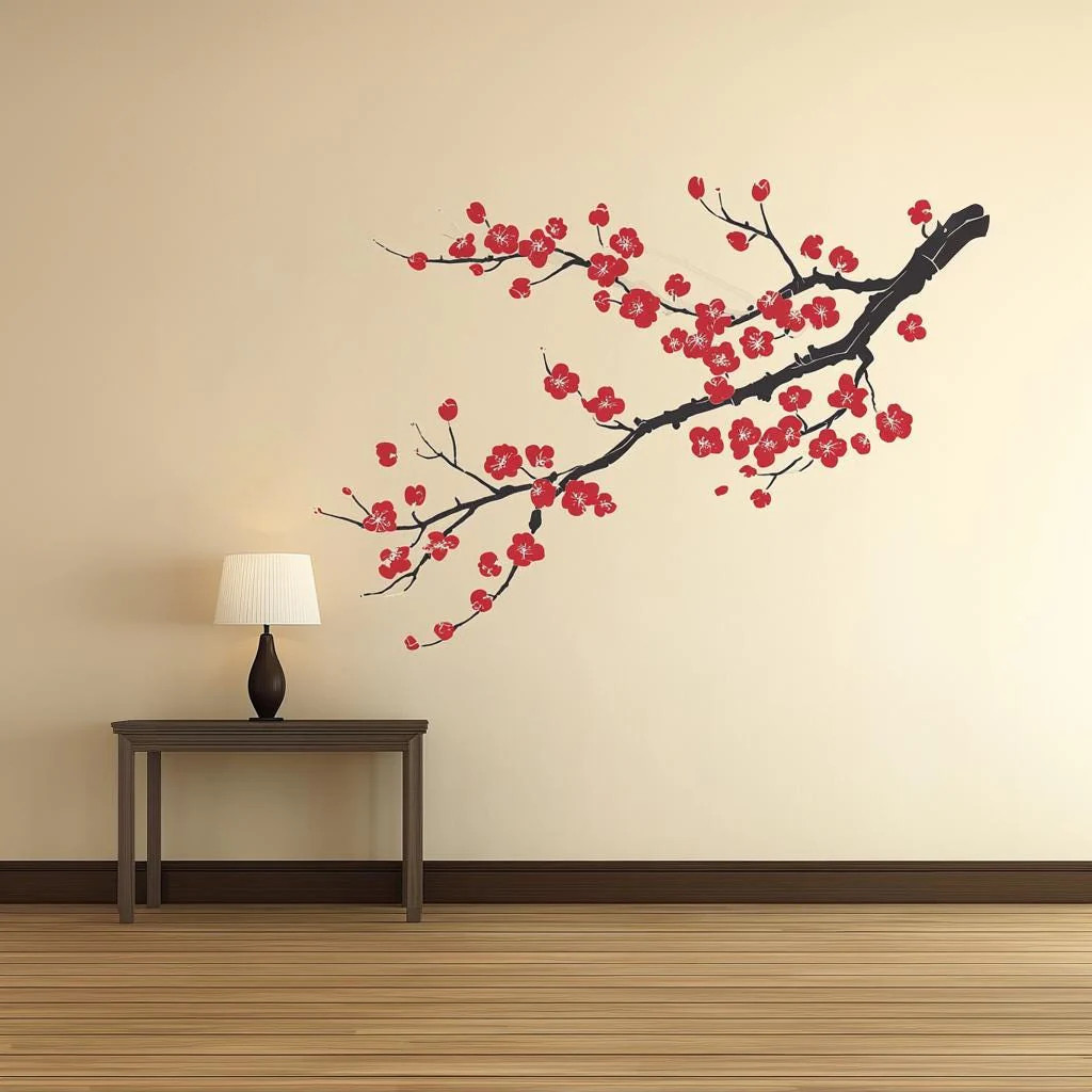 Plum Blossom Wall Decal | Chinese Sakura Branch Vinyl Sticker