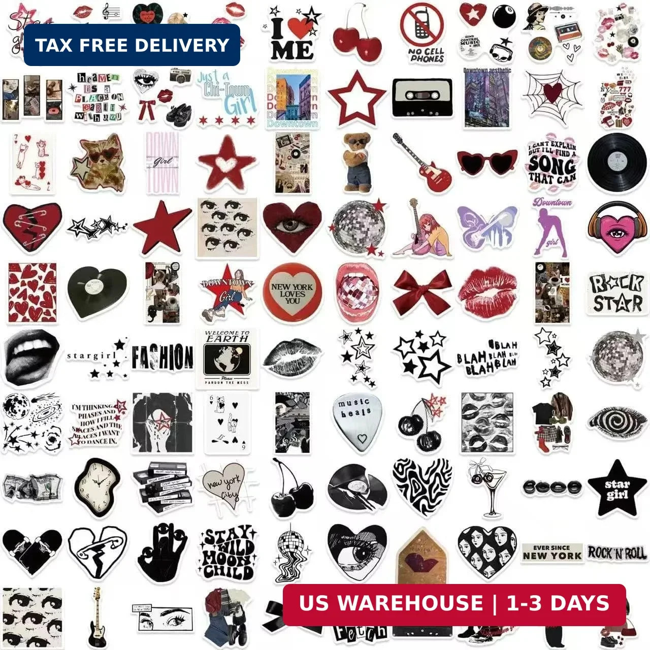 Aesthetic Stickers Pack of 100 – Waterproof Vinyl Decals for Water Bottle, Lapto