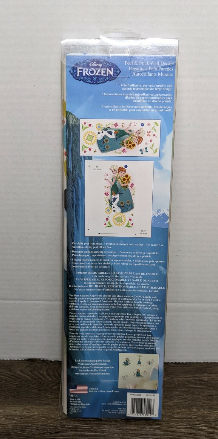Disney Frozen Peel & Stick Wall Decals Olaf, Elsa Roommates – NEW