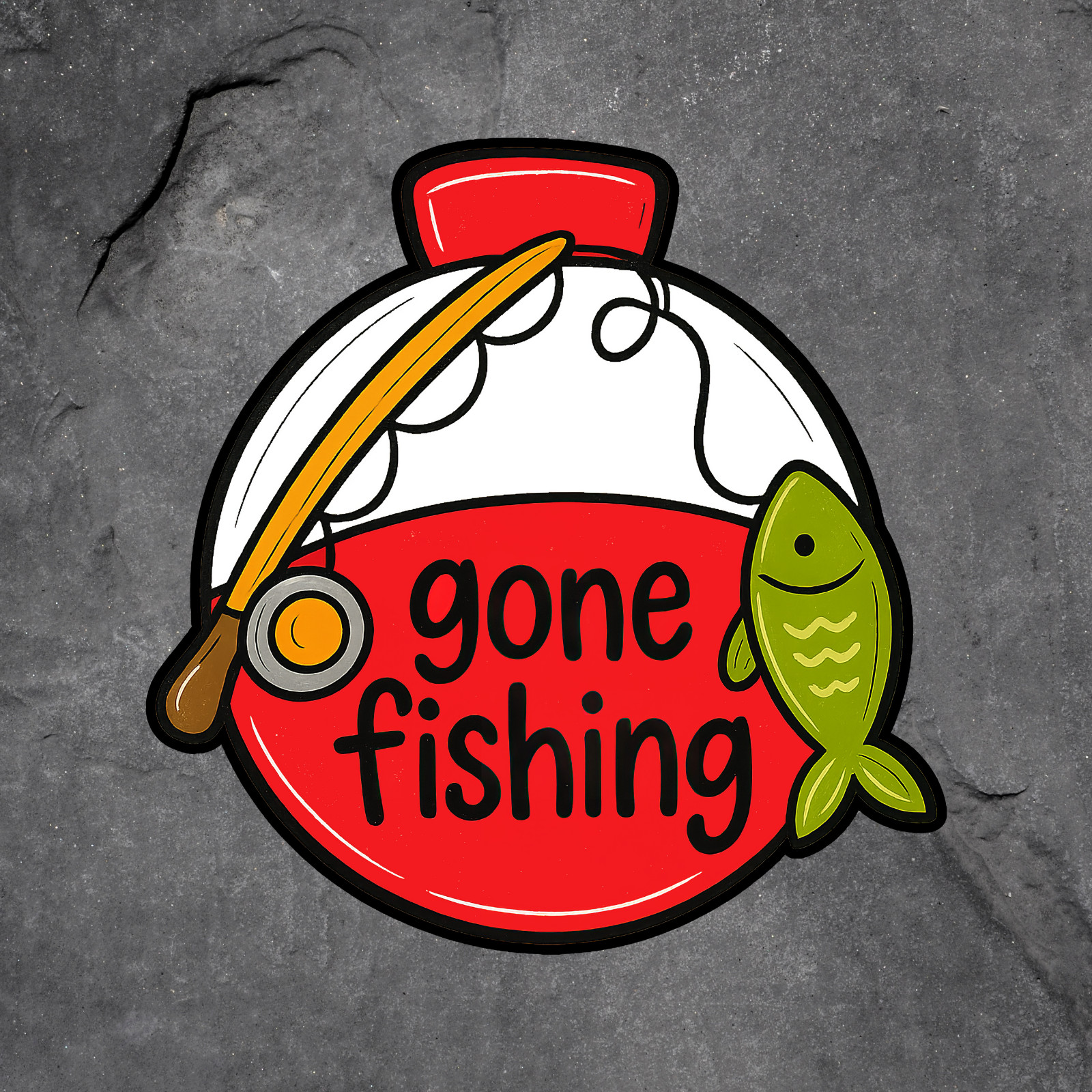 Fishing sticker vinyl decal gone fishing bobber fishing pole womens