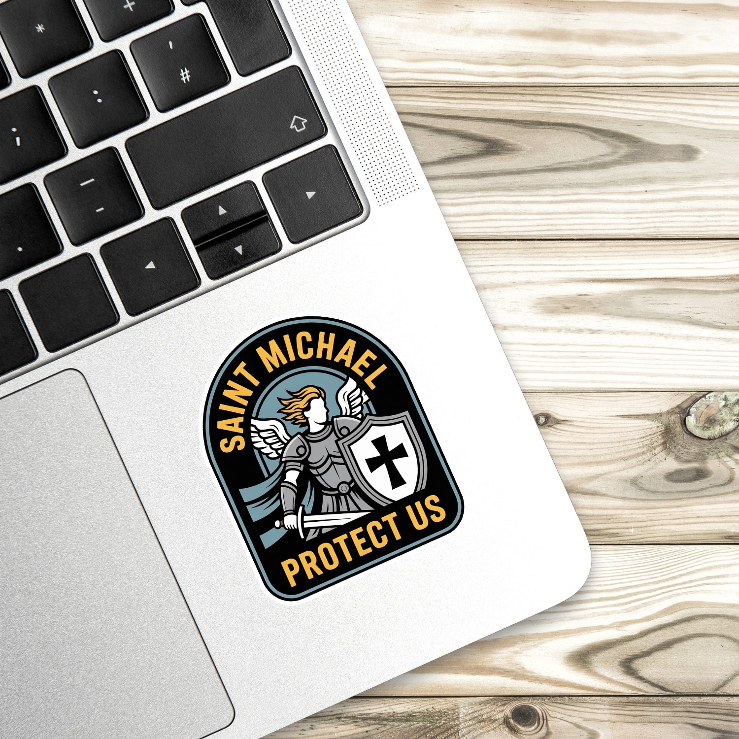 Saint Michael Protect Us Stickers: Catholic Vinyl Decals – 4PCS