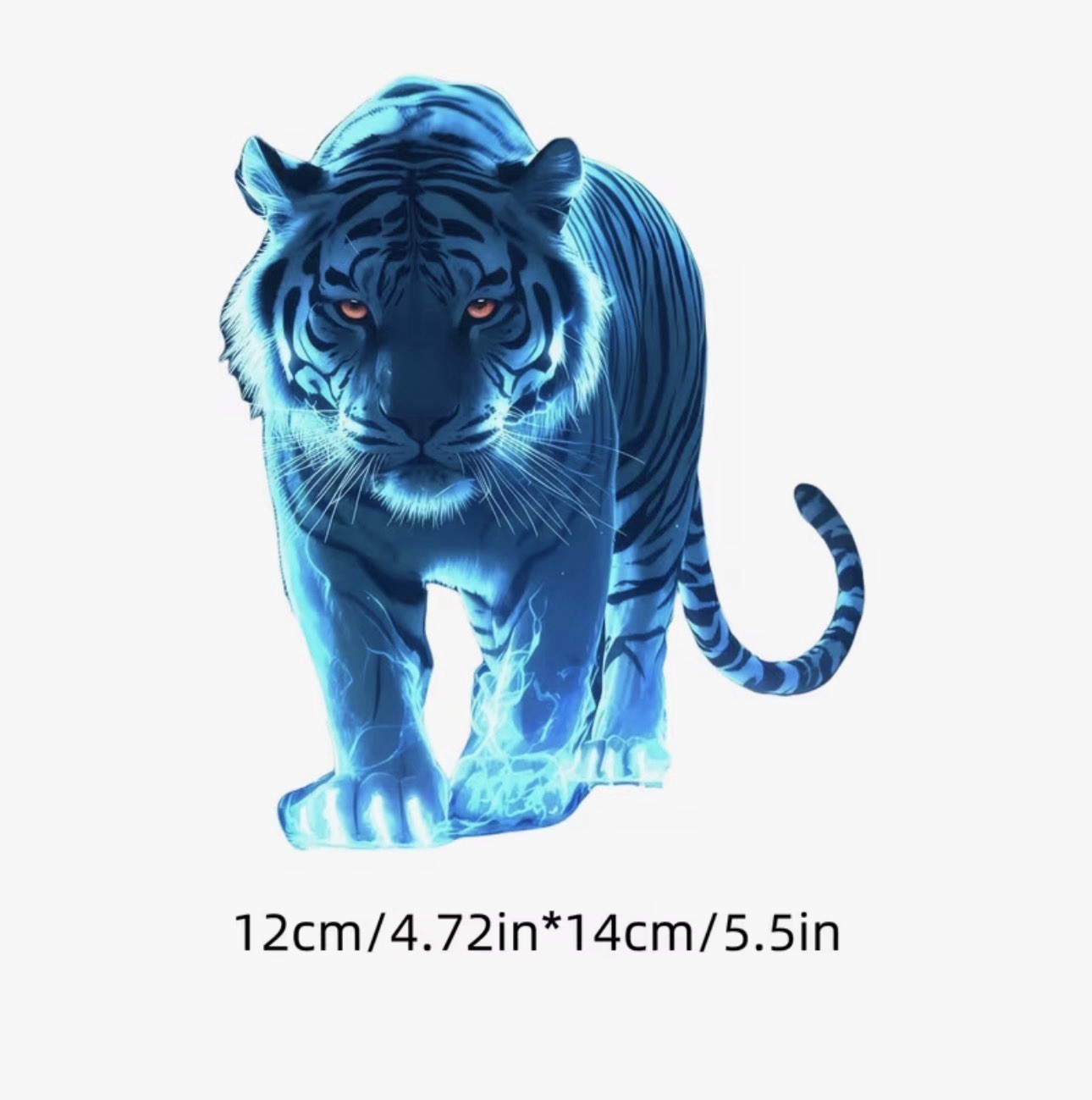 LED NEON BLUE TIGER CAT FELINE 5.5” INCH VINYL STICKER DECAL 1PC