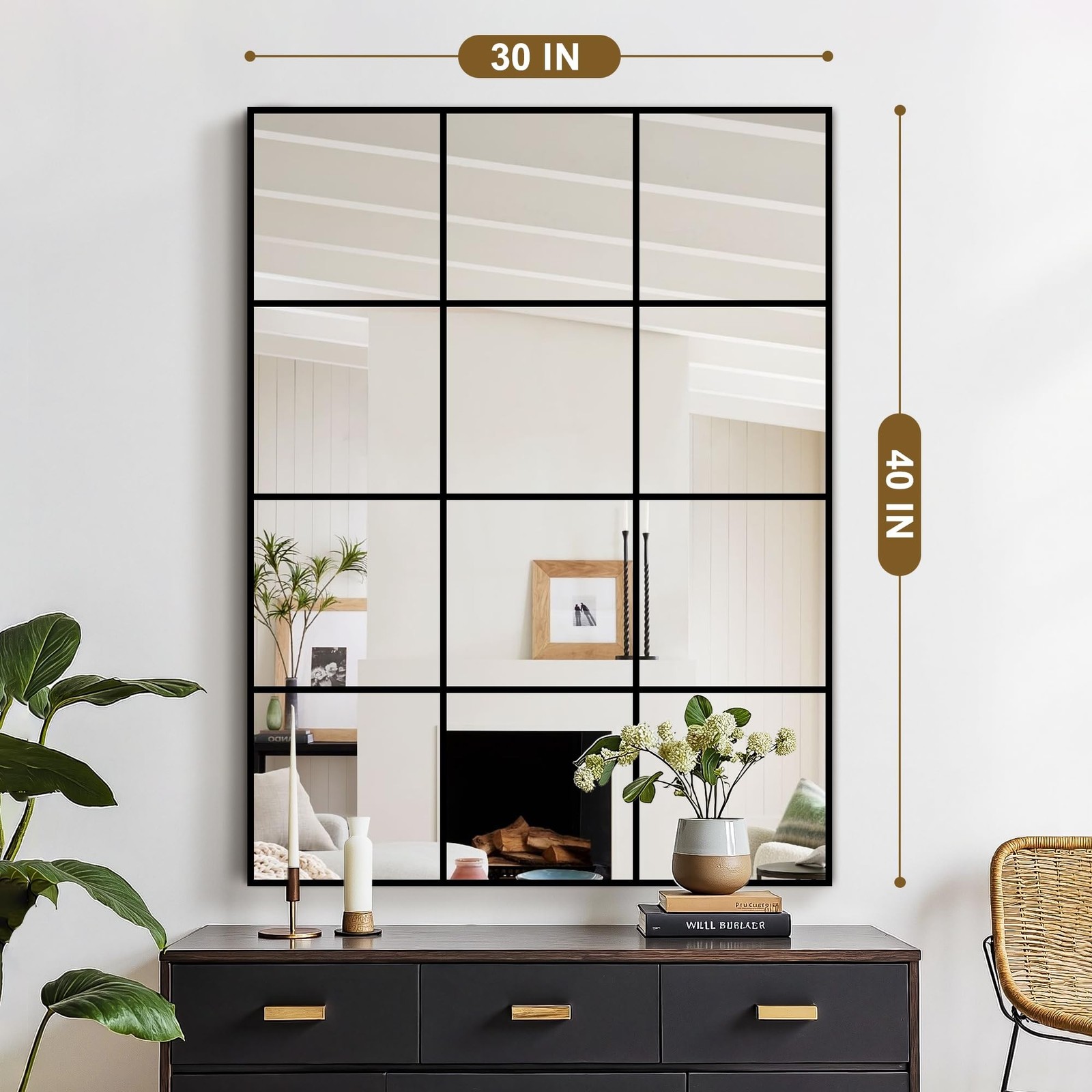 Window Mirrors for Wall Decor, Wall Mirrors Decorative Window Pane 30 x 40, R…