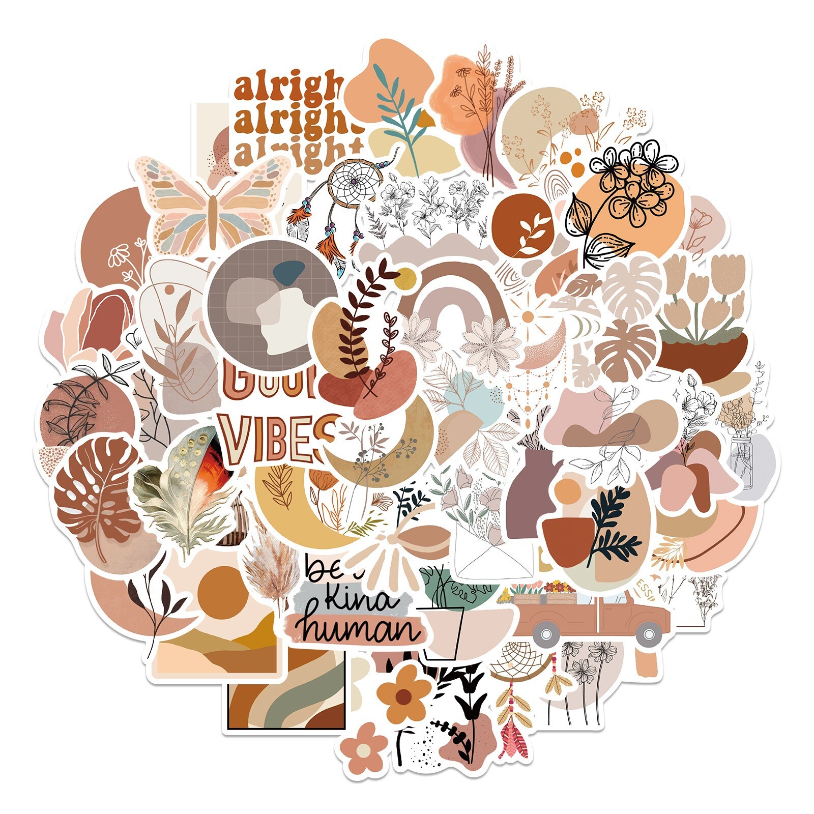 50PC Cottagecore Stickers, Bohemian Retro Boho Aesthetic stickers,214