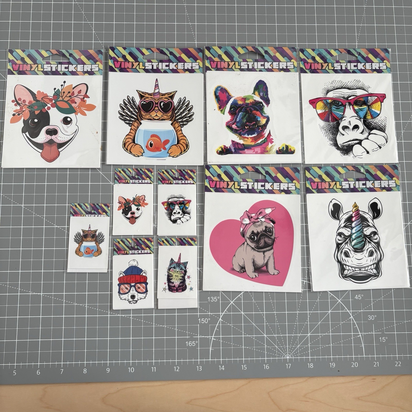 11-Piece Assorted Cool Animals Vinyl Sticker Pack