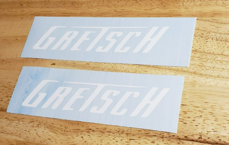 GRETSCH Decals Stickers Gloss WHITE 8" (2) Fast USA