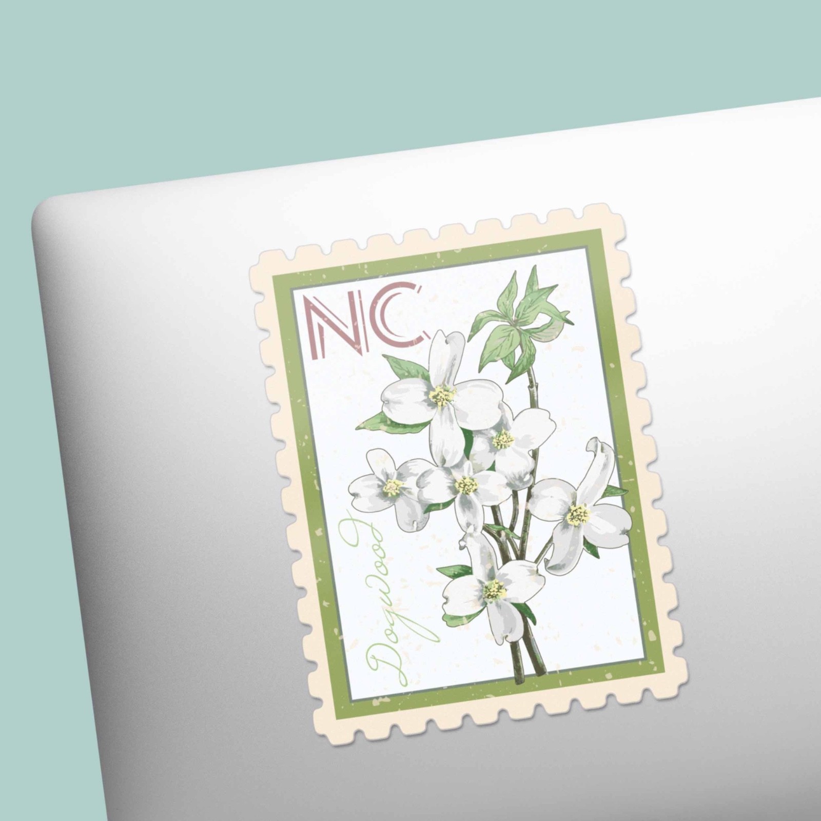 North Carolina State Flower Dogwood Sticker – NC Vintage Stamp Decal