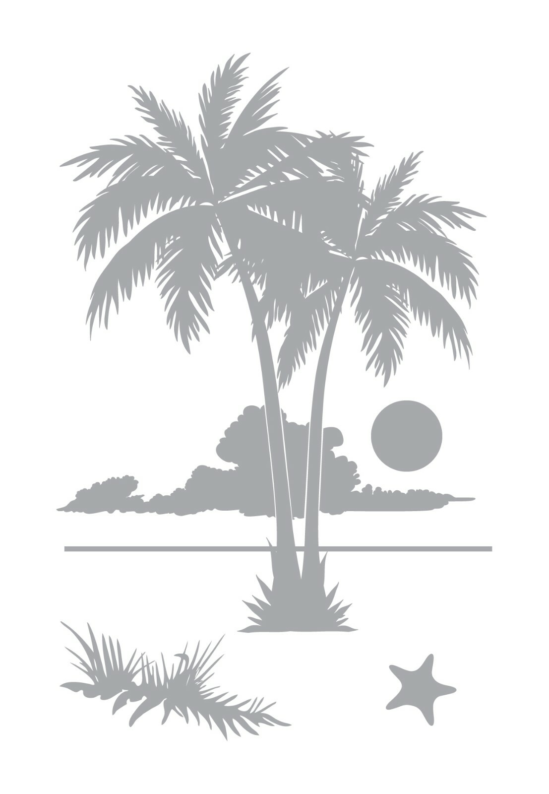 2 Palms Sunset Etched Glass Look Decal Shower Doors Windows 18" wide x 27" tall