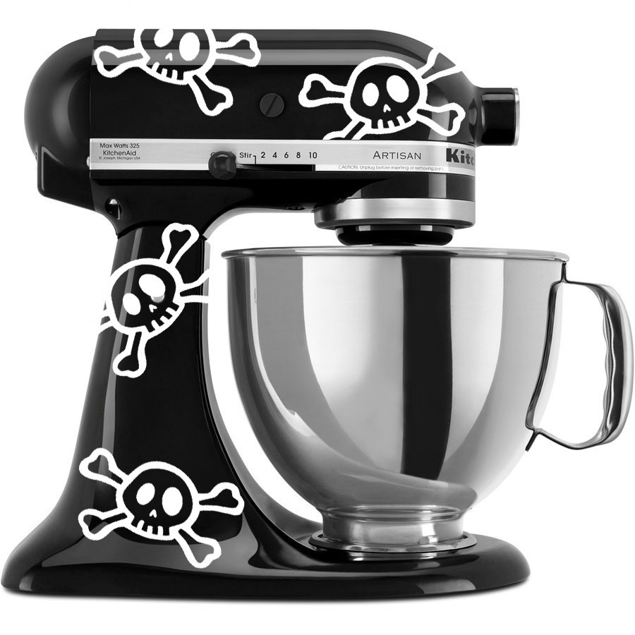 Skull & Crossbones Vinyl Decals for KitchenAid Mixer: Set of 8