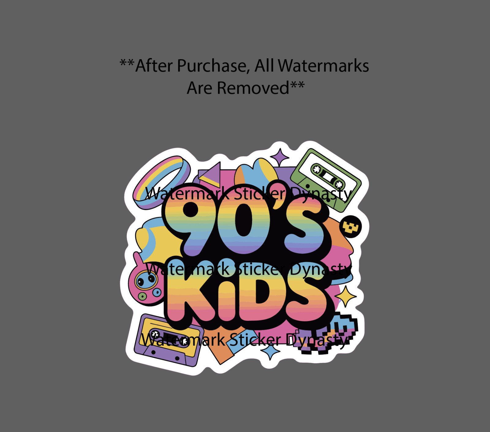 90's Kids Sticker Waterproof Decal Era Generation Colorful Kid Gift NEW