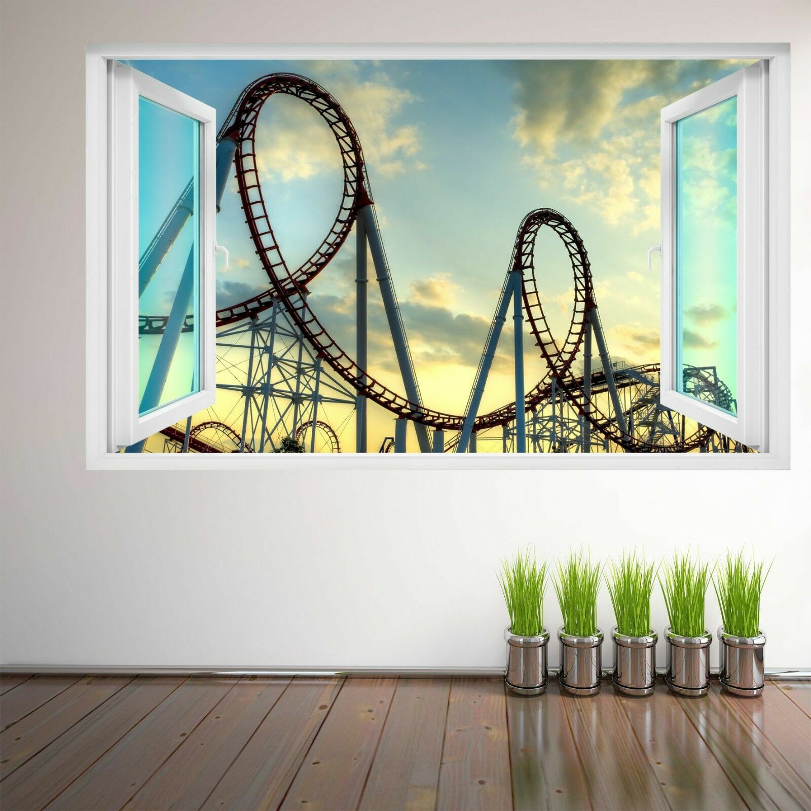 Roller Coaster Ride 3D Wall Art Sticker Mural Poster Kids Room Home Decor FM14
