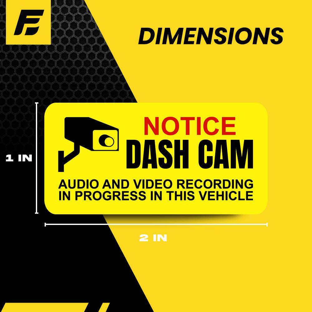 Dash Cam Sticker (small) – 2"x1" – 4 Pack