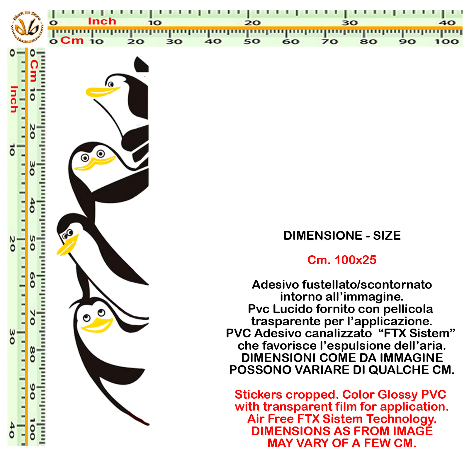 Penguins wall stickers wall sticker pvc black yellow contoured 100×25 cm